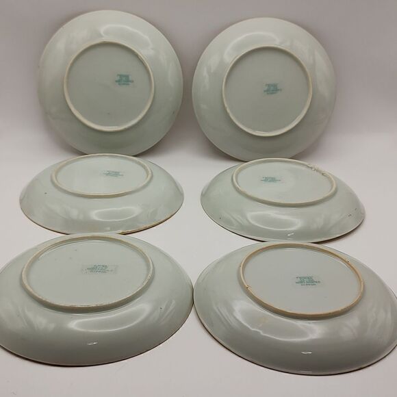 Antique Hand Painted Nippon Saucers Set of 6 - Picture 2 of 8